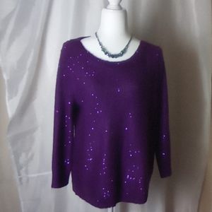 Anne Klein Purple Sequin Sweater